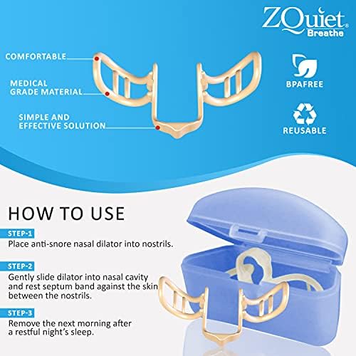Лек за хъркането ZQuiet: Уводна стартов пакет (прозрачни) + Удължител за носа, за да диша.