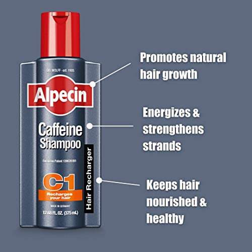 Alpecin C1 Шампоан с кофеин, 8,45 течни унции, Шампоан с кофеин Почиства кожата на главата, улеснявайки естествения растеж на косата,