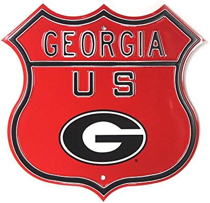 Джорджийские Булдог Официално Лицензировали Автентичен Стоманена Пътен Знак 17x17 Червен цвят