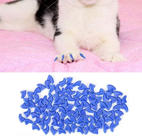 Протектор за котешки нокти SOFE & Safe Син и сив 100ШТ за различни Котки (Ocean Blue, S)