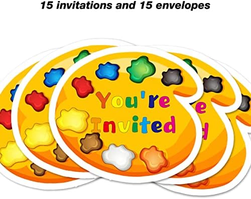 Художествена Рисувани Покани на парти в чест на рождения Ден под формата на Използваеми Покани Комплект от 15 с Конвертами Цветни