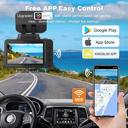 Dash-Cam - Автомобили 4K камера, вградена камера на арматурното табло на автомобила с Wi-Fi, GPS, Широка Резервна камера Full HD