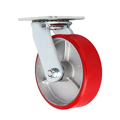 комплект ролки usego 8 инча за тежки условия на работа с червено полиуретаном на стомана въртяща се плоча Валяк със спирачка за