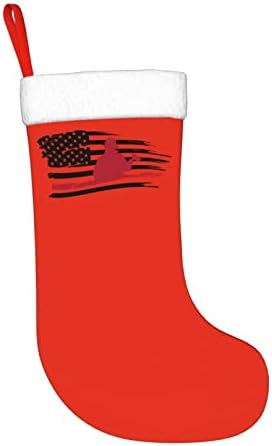 QG ZZX Флаг Пожарникар Коледен Отглеждане на Коледни Чорапи, Окачен Чорап За Камина 18 Инча Празнична Украса