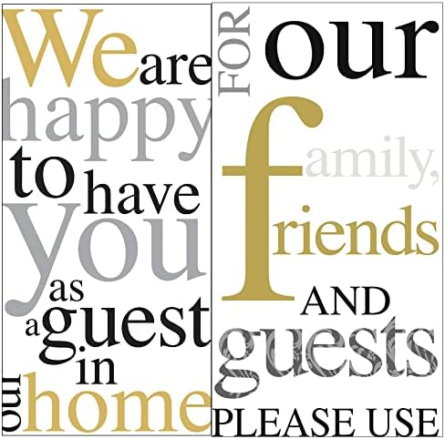 Комплект кърпи за гостите на злато, сребро, черни цветове: Включва (1) 16 парчета Ние се радваме да Ви видим като гост в нашия дом,
