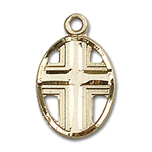 Висулка във формата на кръст със златен пълнеж 1/2 x 3/8 инча с лек веригата със златен пълнеж