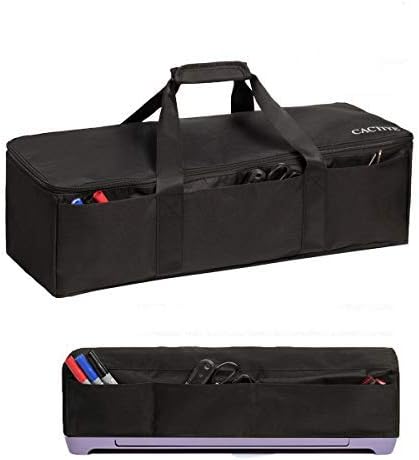 Чанта за носене CACTIYE, съвместима с Cricut Explore Air и Maker, Водоустойчива чанта-тоут, съвместима с Cricut Explore Air и консумативи (черна, 1 + 1)