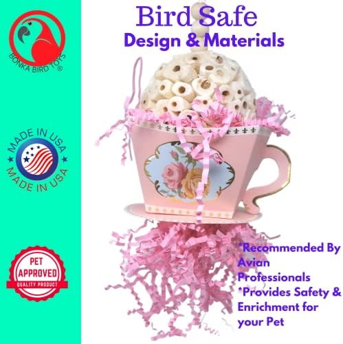 Bonka Bird Toys Sola Чаена Чаша 2441 Розова 2447 Синя Натурална Кърмата играчка За птици с Нокти на Лапите си (Розов)