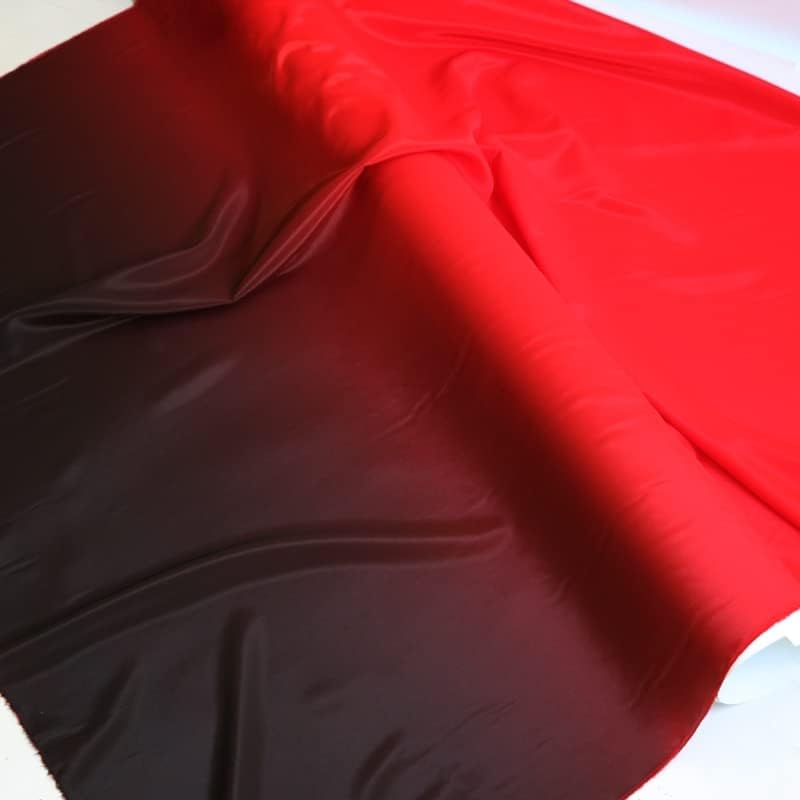 Рокля за танци Pumbaf 100 см * 120 см, материал червено-черна кърпа омбре, кошибо, дебел шифон, гланцирана