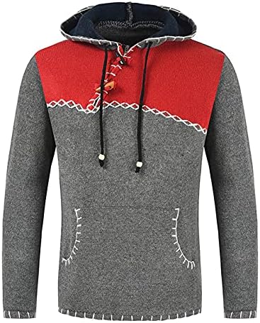 Мъжки ежедневни тренировочная hoody WYTong, пуловер копчета в цвят блок, ежедневни блузи, hoody с качулка на съвсем малък и джоб