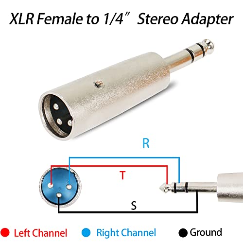 PNGKNYOCN Адаптер XLR-1/4, 6,35 мм TRS Plug-XLR Съединители Стерео Балансиран аудио жак за Смесител, говорител, микрофон и още много