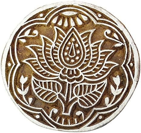 S2J Кафяви Декоративни Блокове Art Lotus Textile Печатни Блок Индийски Печати за Глина