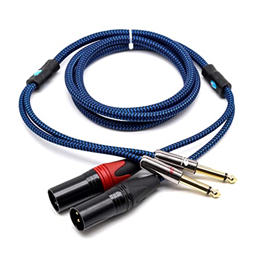 Аудиофильский аудио кабел от двойно 6,35 мм до двоен XLR, съвместим с микшерной конзола усилвател от 2 * XLR до 2 * 1/4 Экранирующего Jack кабел OFC 1 m, 2 M, 3 M, 5 М, 8 м, 12 М (Цвят: син, ч