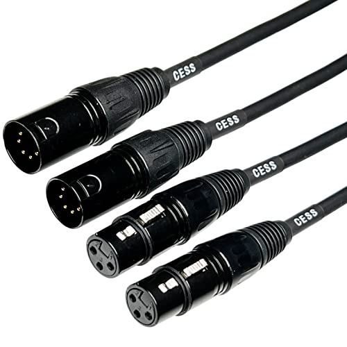 CNCESS CESS-017 аудио кабел XLR5M-XLR3F с 3-пинов конектор XLR и 5-пинов XLR конектор за микрофон, 2 бр.