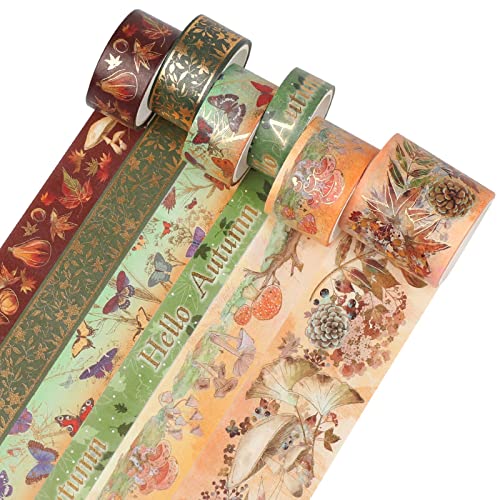 Лентата на Васи от златно фолио AEBORN - Набор от декоративни ленти с тиква, Есента листа, пеперуда, есента борова копче, гъбични