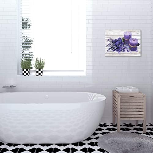 Лавандула Стенен декор на платното за баня, Лилаво Модерни цветове, модели за спалня, Стенно изкуство, Ретро Стенен Декор в рамката