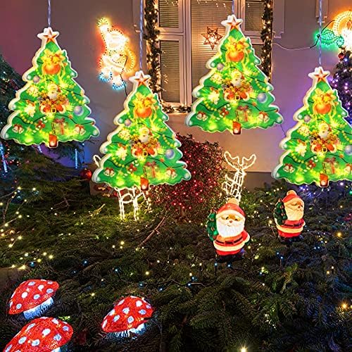Стъклен Украса с подсветка на Коледа с подобрен горивото, 10LED Окачен лампа за декор на Дядо Коледа, Декорация във формата на Силует