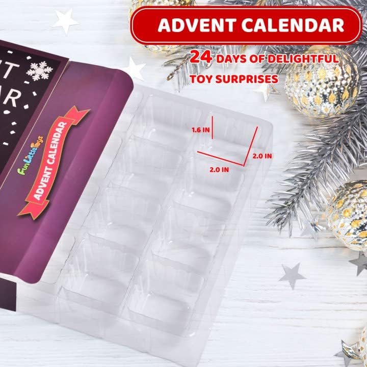 ЗАБАВНИ МАЛКИ ИГРАЧКИ Адвент-Календар 2022 Коледен Календар за обратно броене с 24 опаковани клетки, 24 Дни Коледен Адвент-календар