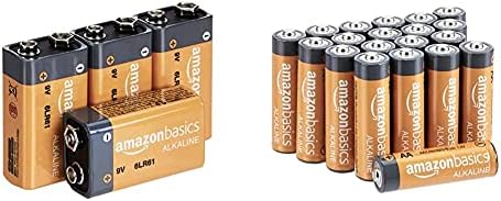 Basics 4 опаковки универсални алкални батерии на 9 Волта, срок на годност 5 години и 20 опаковки на високо-производителни алкални