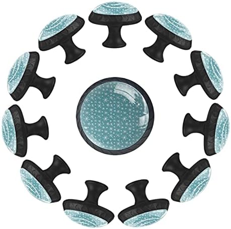 12 Броя Изготвени ръчно Шестиугольных Междузвездни модели-01 Стъклени Дръжки за чекмеджета Шкафа, 1,37 х 1,10 инча, Кръгли Дръжки