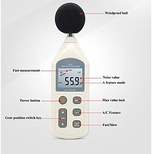 JIESEING Цифров Измерител на нивото на звука 30-130 db Уред За измерване на Шум на Секретаря Мониторинг Децибела Тестер