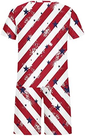 Мъжки Къси Комплекти с Флага на сащ, Дрехи от 2 теми, Украшение на САЩ за Деня на независимостта на 4 юли, Риза и Къси Комплекти