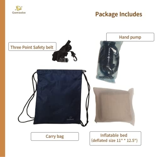 Надуваема легло-самолет Gembebe за деца | Ръчна помпа, предпазен колан и чанта за носене в комплект | Идеална надуваема легло за деца за пътуване | Сигурна в използванет?