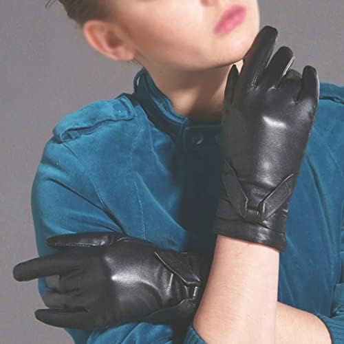 Дамски зимни Кожени ръкавици XBWEI с лък, Меки Топли ръкавици (Цвят: D, Размер: код M)