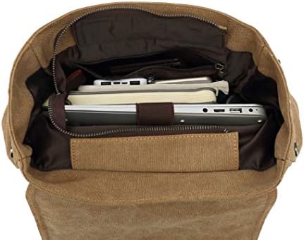Ретро Платно раница HuaChen, Мъжки Пътен Кожена раница за лаптоп, Туристическа чанта за книги (M83_Grey)