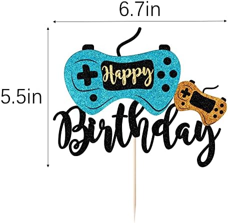 Topper за торта за видео игри, Блестящ гейм контролер, Topper за тортата с честит Рожден Ден, Детски парти по случай рождения Ден, аксесоари, подходящи за партита за слот и?