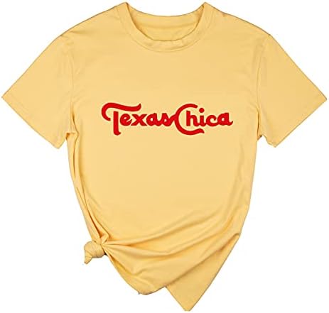 Ykomow Texas Chica Риза Дамски Реколта Texas State Love Графични Тениски
