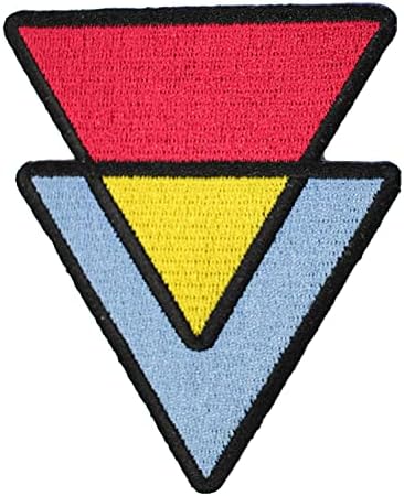 Пансексуальный Флаг С Триъгълници под формата на Тиган, Розово, жълто и синьо - 4-инчов Нашивка, Бродирани желязо