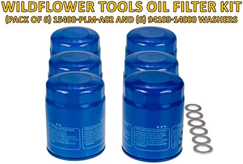 КОМПЛЕКТ маслени филтри WILDFLOWER Tools (комплект от 6) 15400-PLM-А02 и (6) на шайби 94109-14000
