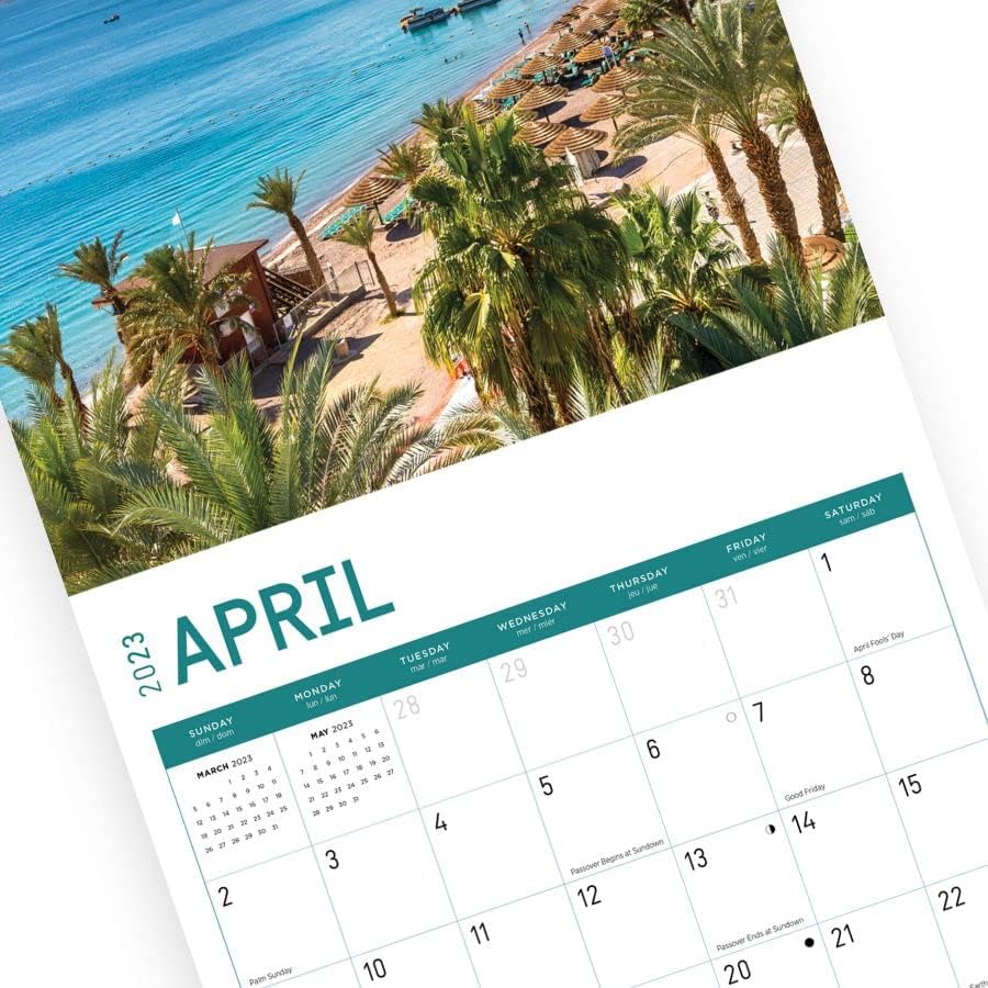 Израелски Стенен Календар за 2023 година от Bright Day, 12x12 Инча, Снимка на Красиво и Живописно място за Пътуване