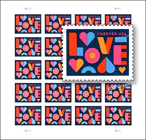 Любовни марка 2 Листа до 20 пощенски марки на САЩ Първи клас на Ден, Свети Валентин, сватбено Тържество, Годишнина, Романтична парти (40 марки)