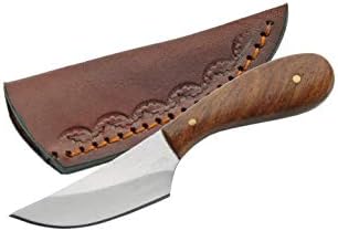 SZCO Доставя 4,75-инчов Ловен нож Small Slim Skinner Patch Outdoor в кафяви кожени обвивка (DH-7990)