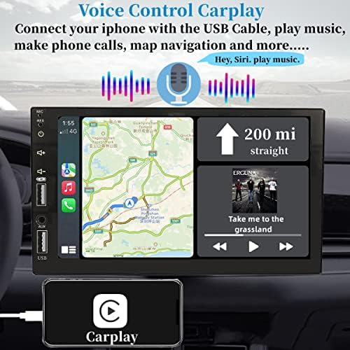 Автомобилна стерео система на двоен Din с гласов контрол Apple Carplay - 7-Инчов радио сензорен екран с висока разделителна способност
