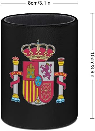 Испания Логото на ПУ Кожените Поставки За Моливи Кръгла Дръжка Чаша Контейнер Модел Настолен Органайзер За Офис у Дома