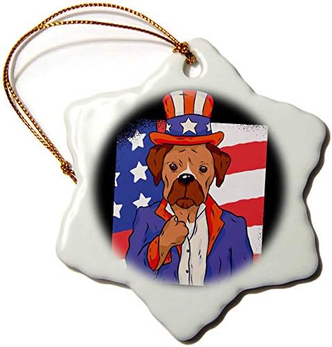Триизмерна Забавно Кученце с Патриотичен флага на Съединените Щати - Орнаменти САЩ (orn-317536-1)