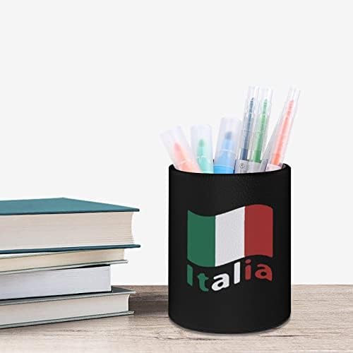 Италиански Флаг От Изкуствена Кожа Поставки За Моливи Кръгла Дръжка Чаша Контейнер Модел Настолен Органайзер За Офис У Дома