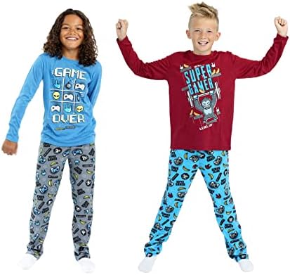 Пижамный комплект за момчета Sleep On It от 4 теми, Флисовые Пижамные панталони и риза за сън с дълъг ръкав, комплект за деца (2