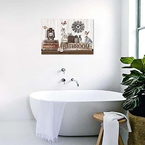 RUDIXICO Декор за баня в фермерска къща, Стенно Изкуство, Селски Цвете и Пеперуда, Картини за Баня, Печат върху Платно, Декори за