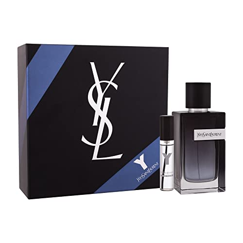 Мъжки комплект Yves Saint Laurent Y от 2 теми (спрей за парфюмерийната вода 3,4 грама + Спрей за тоалетна вода 0,33 грама), 3,77