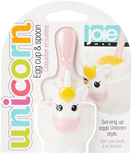 Поставка за чаши за яйца Сварени MSC International Joie Unicorn с Лъжица, Комплект от 2 теми, Един размер, Бял