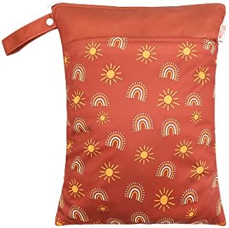 Мокри и Сухи пакети MOMIGO за детски Филтър Памперси (Rainbow & Sun) - Чанта за молокоотсоса - Чанта-тоут за бебешки пелени (кафяв