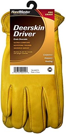 Мъжки шофьорски ръкавици MAGID от еленова кожа кожа с накъдрена еластична облегалка, Златни, 1 Чифт, Размер 7/Small