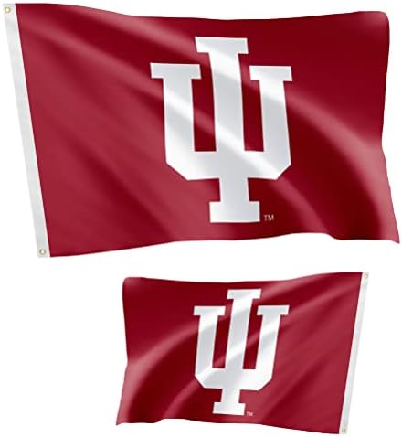 Знамена от Университета в Индиана Двустранни Банери Hoosiers Bloomington Полиестер За помещения и на улицата, 3x5 (Двустранен