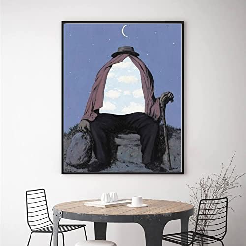 Стенно изкуство Рене Магрит на платно - Плакат на Терапевтът - Принт в стила на изобразителното изкуство - Картината на Луната в облаците, на Хладно стена Декор за де