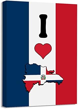 Обичам Страната Си, Доминиканска Република Печат върху платно с Изображение на Флага на Доминиканската Република Платно В Рамка