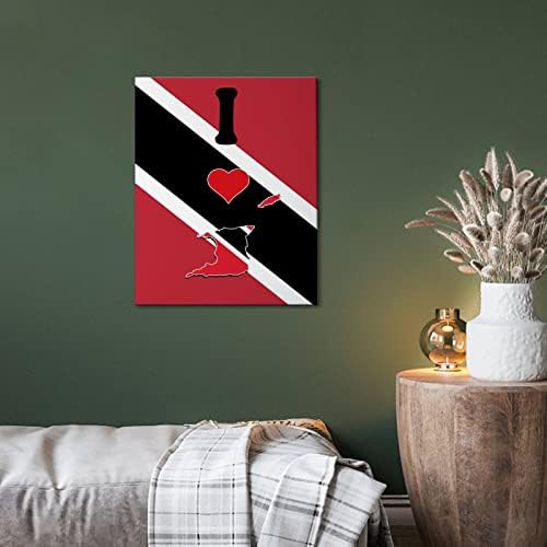 Флаг на Тринидад И Тобаго Отпечатъци Обичам Страната Си, Тринидад И Тобаго Стенни Живопис с маслени Бои Върху Платно В Дървена Рамка
